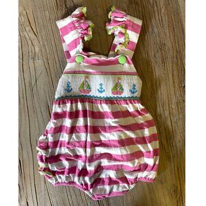 Smocked or Not Smocked Sailboat Ruffle Bubble Onsie